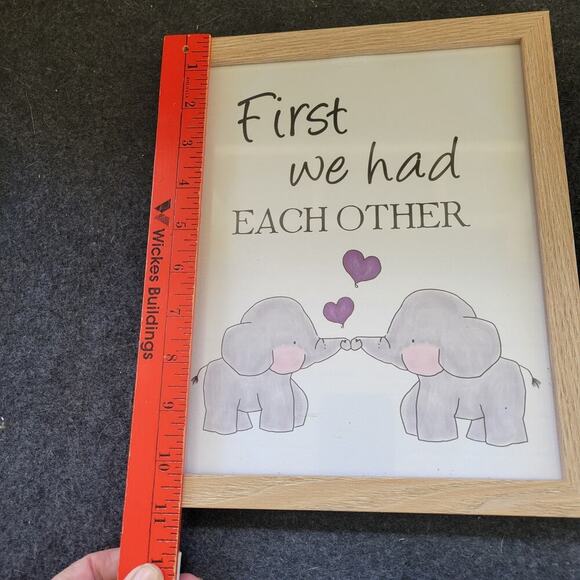 Watercolor Elephant Family Framed Canvas Wall Art ,First We Had Each Other Qu... - Picture 2 of 7